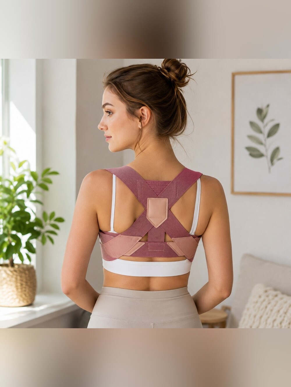 Back Posture Corrector Brace Size Large Pink Adjustable Upper Back Support
